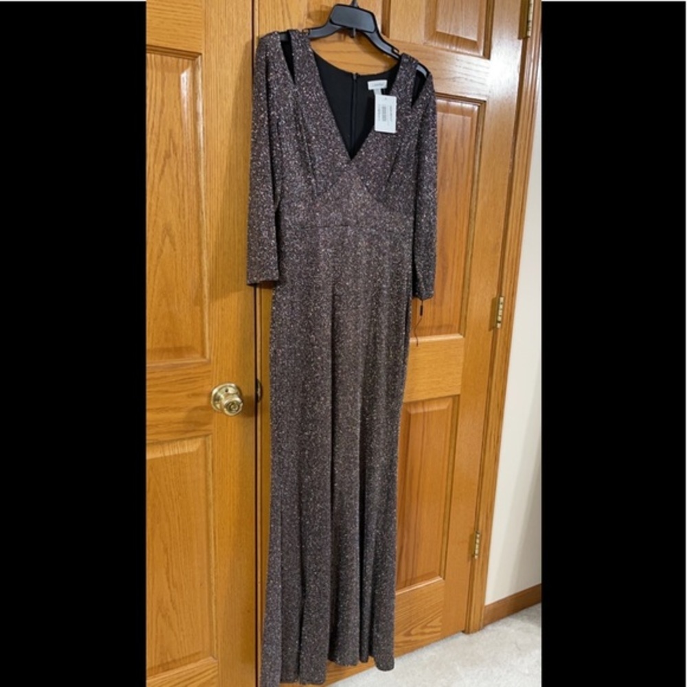 Women’s Formal Dress Size 10 CALVIN KLEIN 3/4 Sleeves Body Con Glitter Sparkle